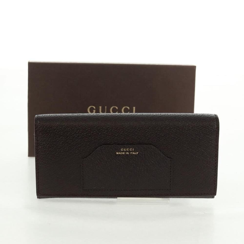 Gucci Leather Long Wallet Dark Brown